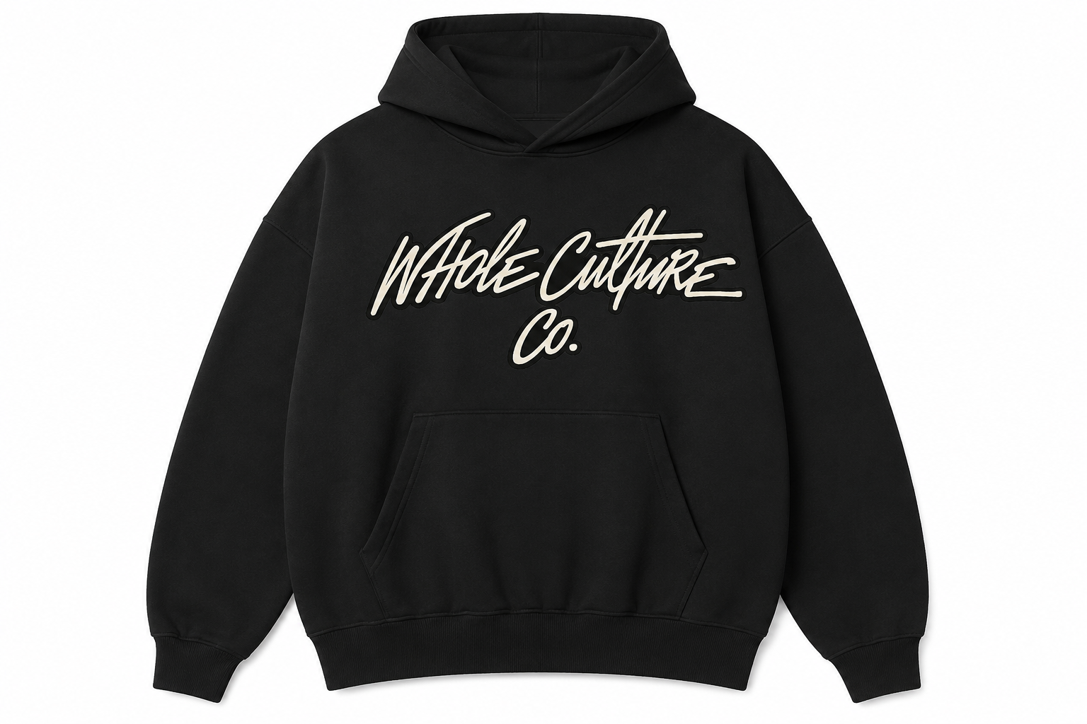 WCWC Circle Logo Hoodie, front flat lay, black